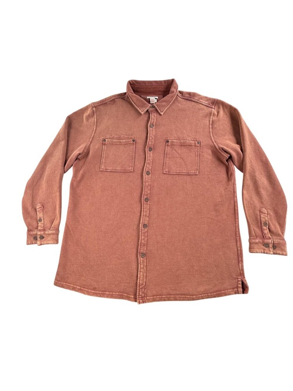 Carbon2cobalt Shirt Mens XLT Orange Knit Button Up Long Sleeve Pockets Shacket